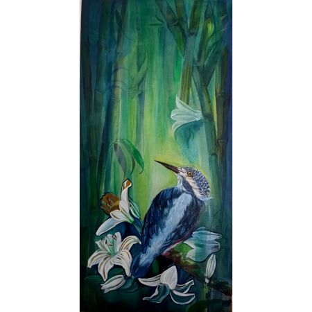 Kingfisher Bird Canvas Painting by Artist Snehaprava Maharana